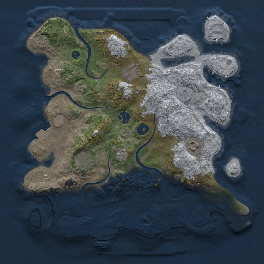 Rust Map: Procedural Map, Size: 3400, Seed: 1267611399, 11 Monuments