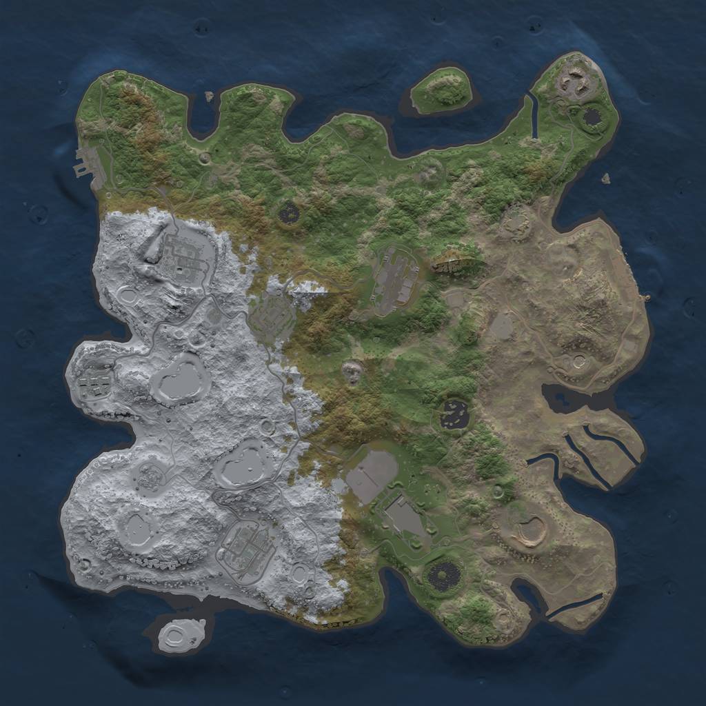 Rust Map: Procedural Map, Size: 3500, Seed: 1708944302, 17 Monuments