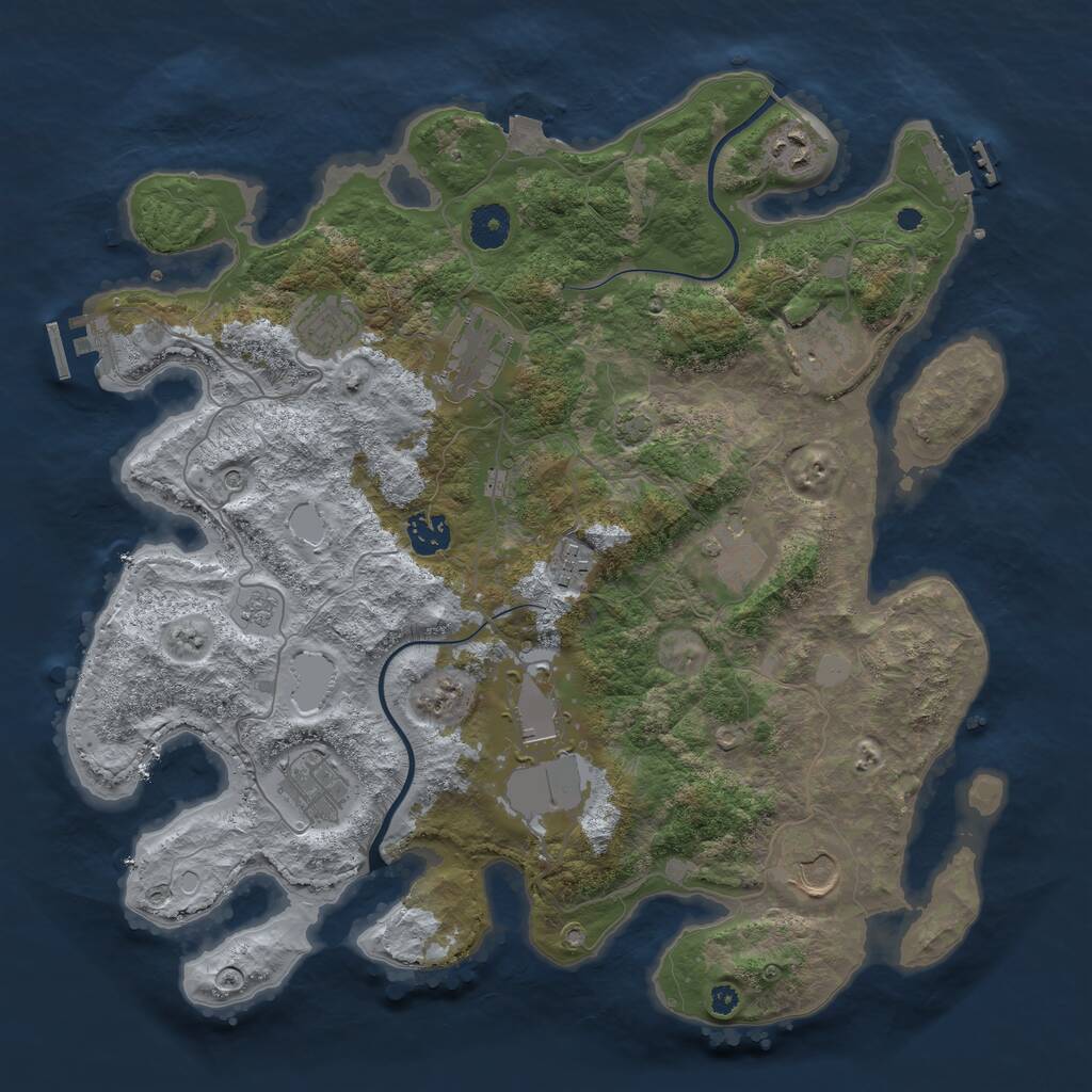 Rust Map: Procedural Map, Size: 3800, Seed: 571236, 16 Monuments