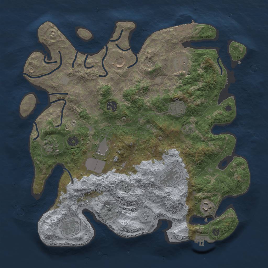 Rust Map: Procedural Map, Size: 3700, Seed: 75768995, 17 Monuments