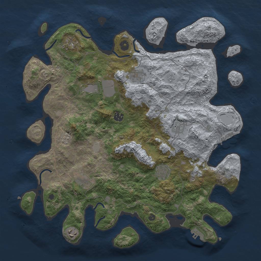 Rust Map: Procedural Map, Size: 4000, Seed: 990226, 16 Monuments
