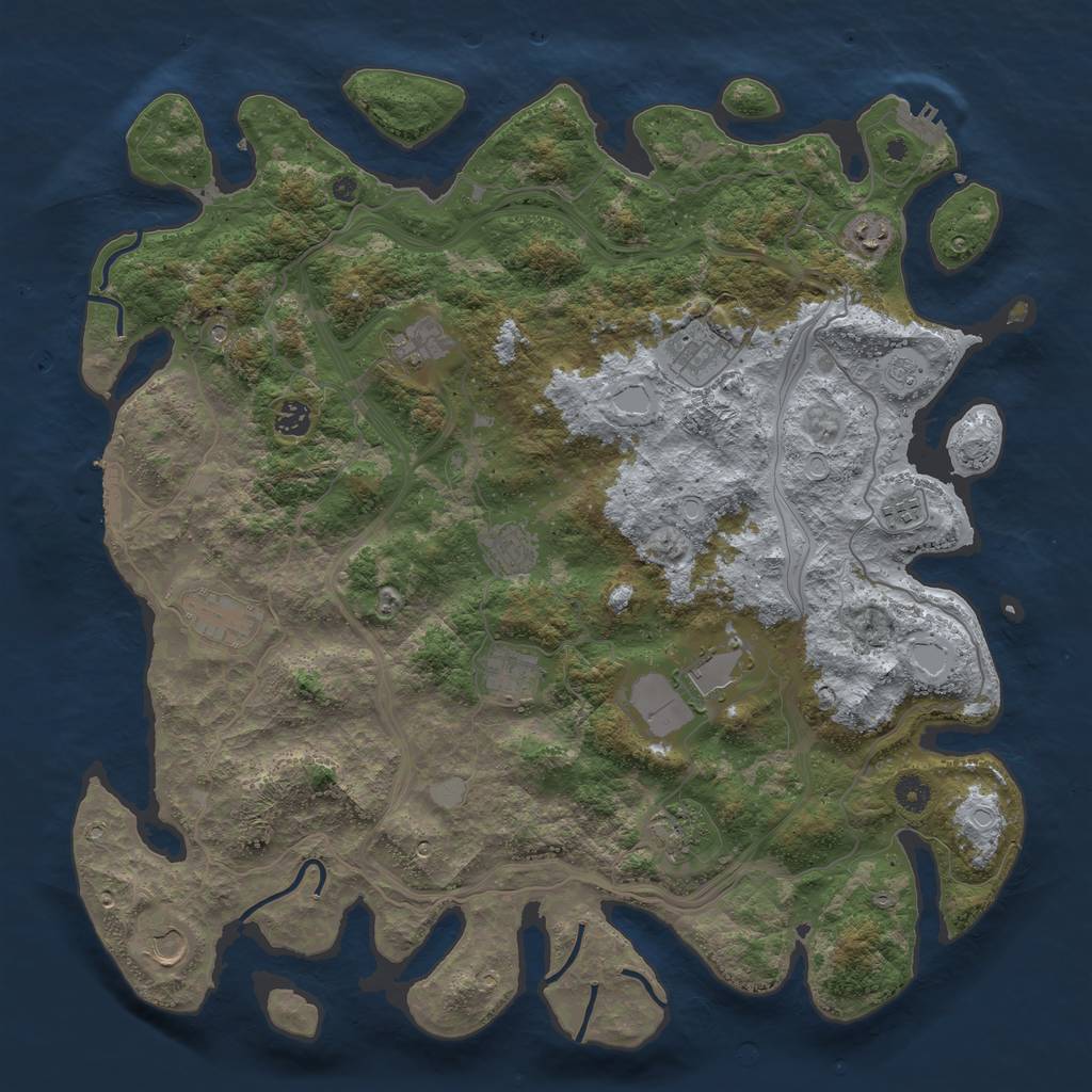 Rust Map: Procedural Map, Size: 4500, Seed: 1999215822, 18 Monuments