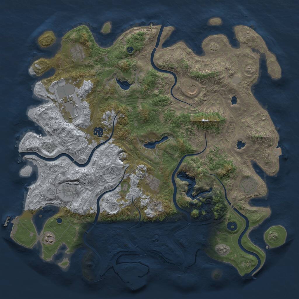 Rust Map: Procedural Map, Size: 4500, Seed: 1916056420, 15 Monuments