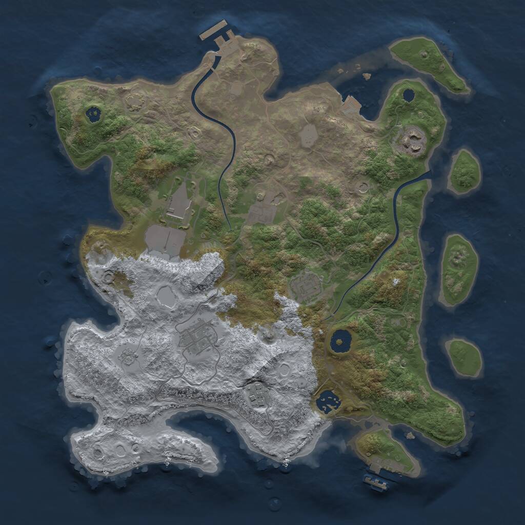 Rust Map: Procedural Map, Size: 3500, Seed: 184587730, 13 Monuments