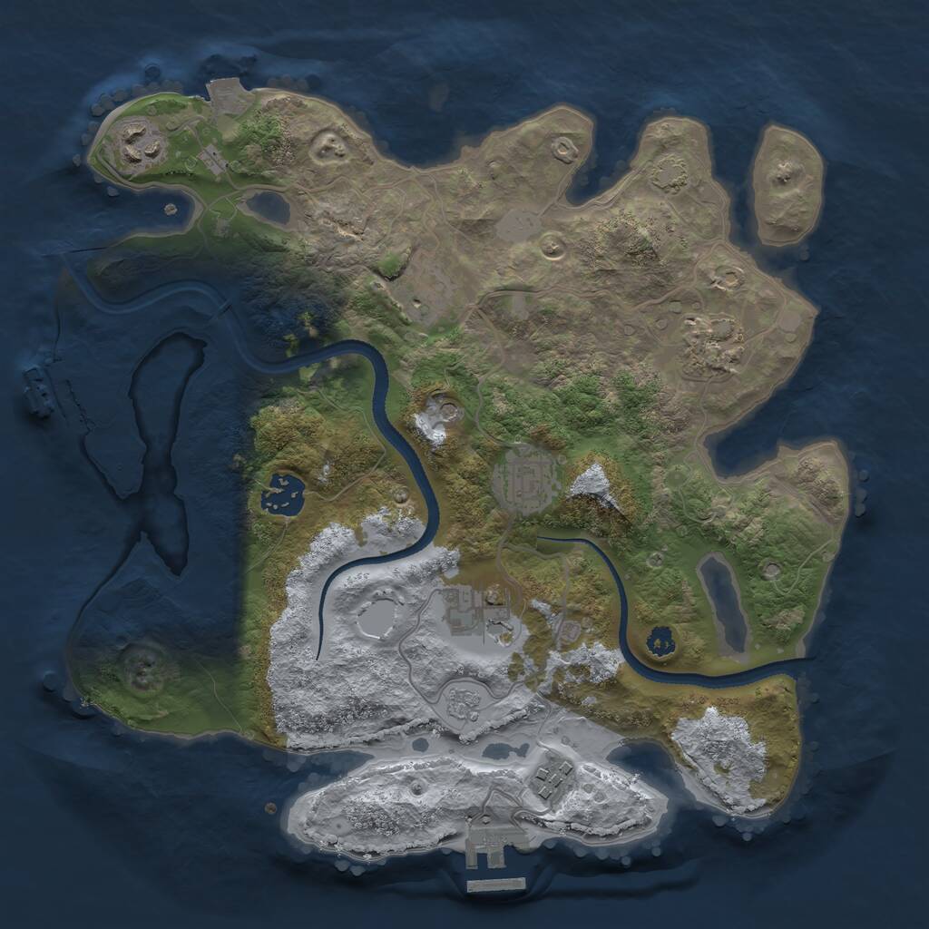 Rust Map: Procedural Map, Size: 3200, Seed: 1966368579, 13 Monuments