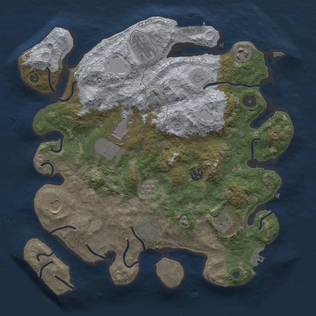Rust Map: Procedural Map, Size: 3500, Seed: 45981298, 15 Monuments