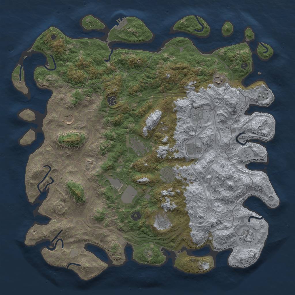 Rust Map: Procedural Map, Size: 4500, Seed: 6410510, 17 Monuments