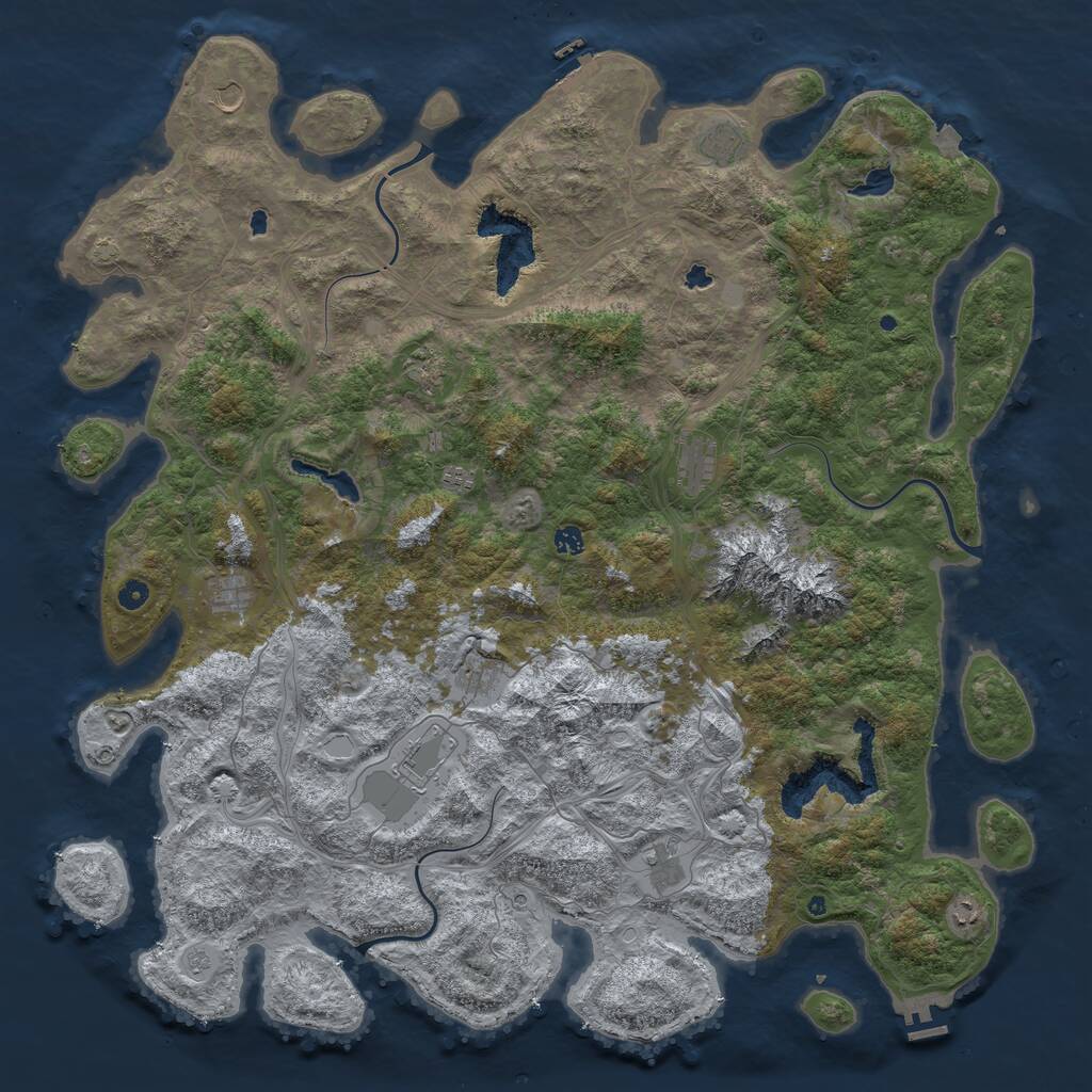 Rust Map: Procedural Map, Size: 5500, Seed: 913059, 17 Monuments