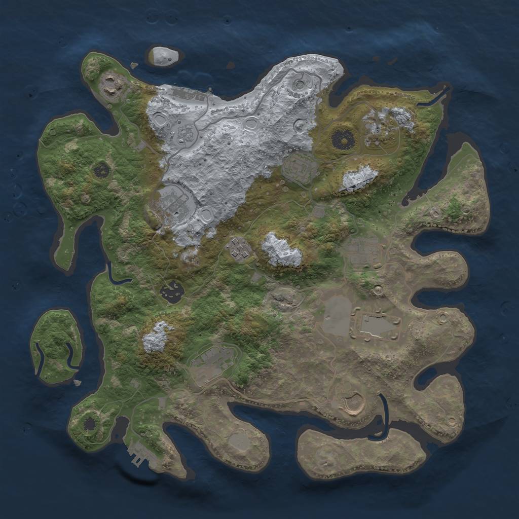 Rust Map: Procedural Map, Size: 3500, Seed: 203551203, 17 Monuments