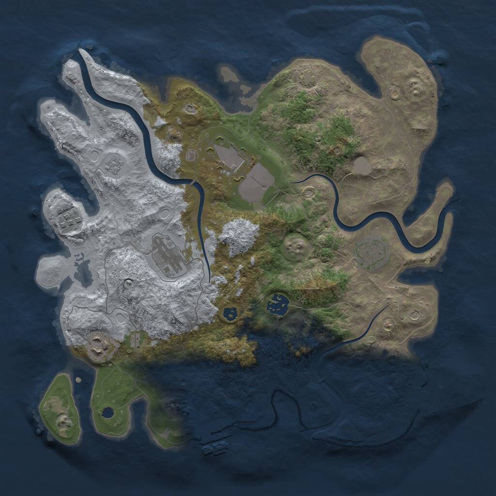 Rust Map: Procedural Map, Size: 3500, Seed: 2046974684, 12 Monuments
