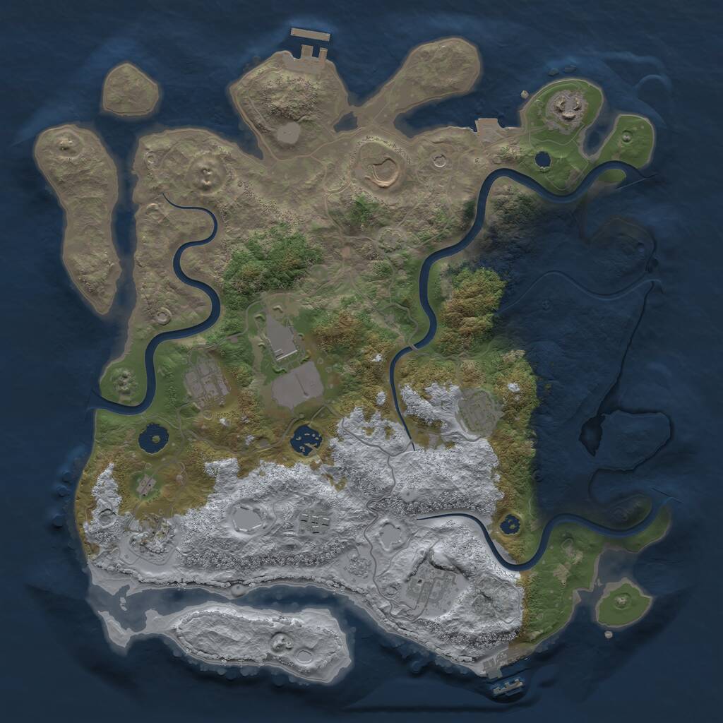 Rust Map: Procedural Map, Size: 3750, Seed: 1001, 15 Monuments