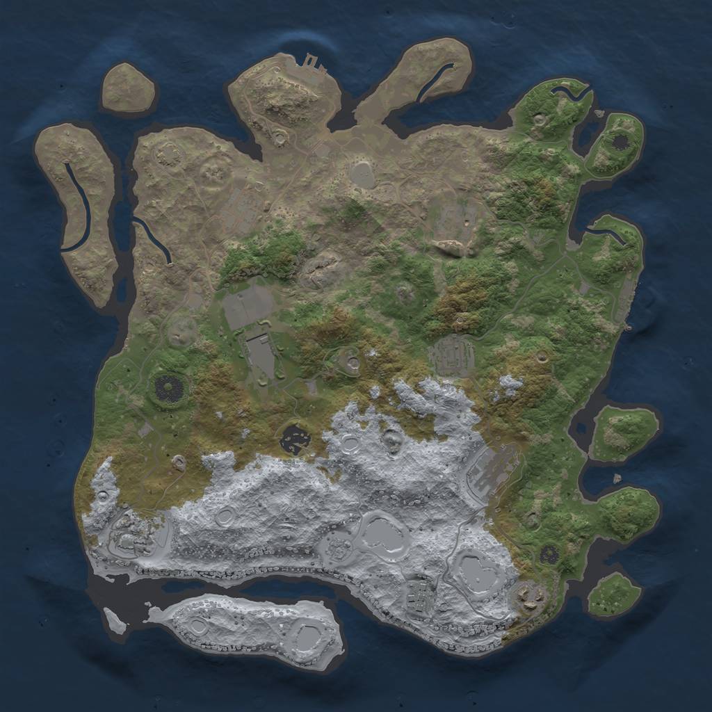 Rust Map: Procedural Map, Size: 3750, Seed: 1001, 17 Monuments