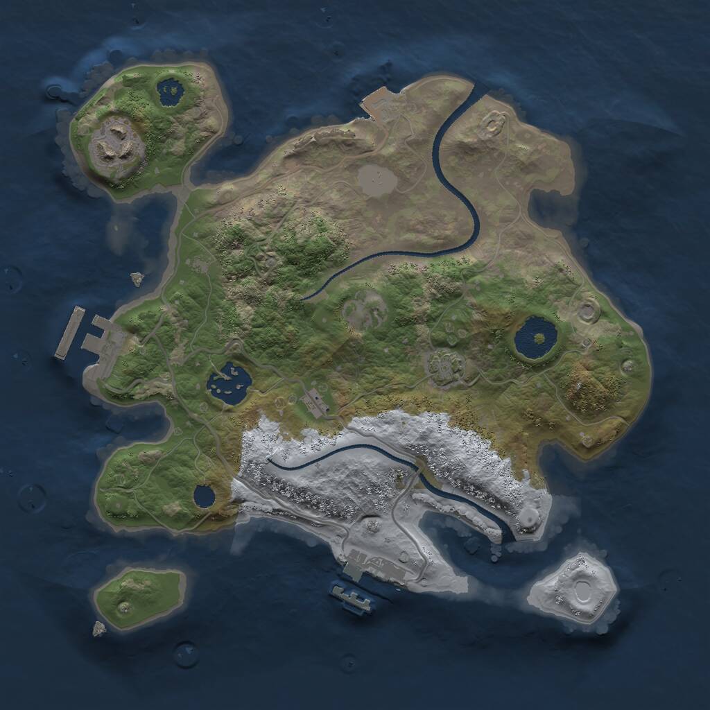 Rust Map: Procedural Map, Size: 2600, Seed: 657344, 6 Monuments