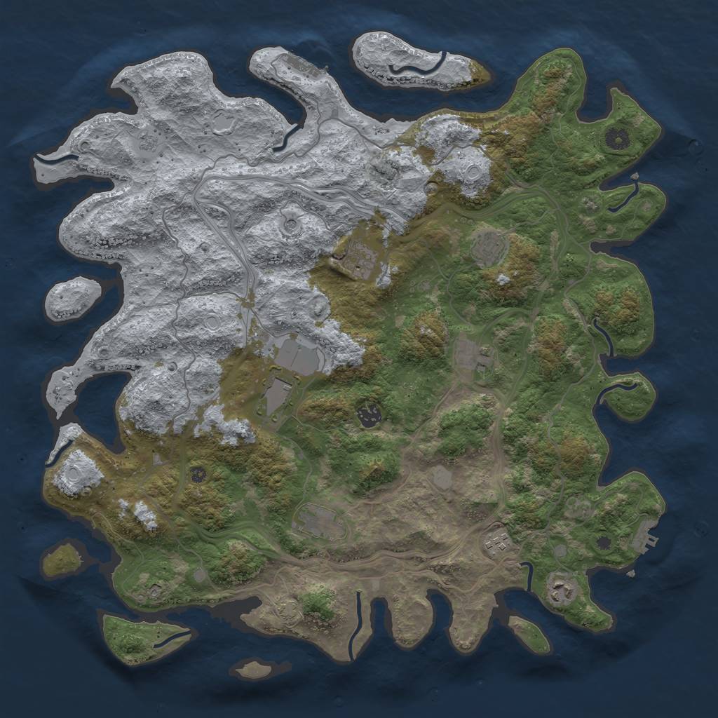 Rust Map: Procedural Map, Size: 4500, Seed: 1078945454, 16 Monuments