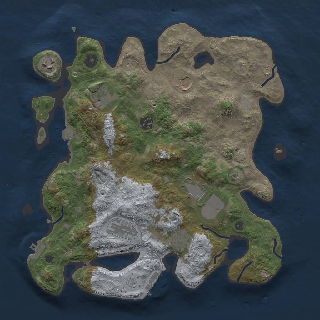 Rust Map: Procedural Map, Size: 3500, Seed: 254523, 15 Monuments