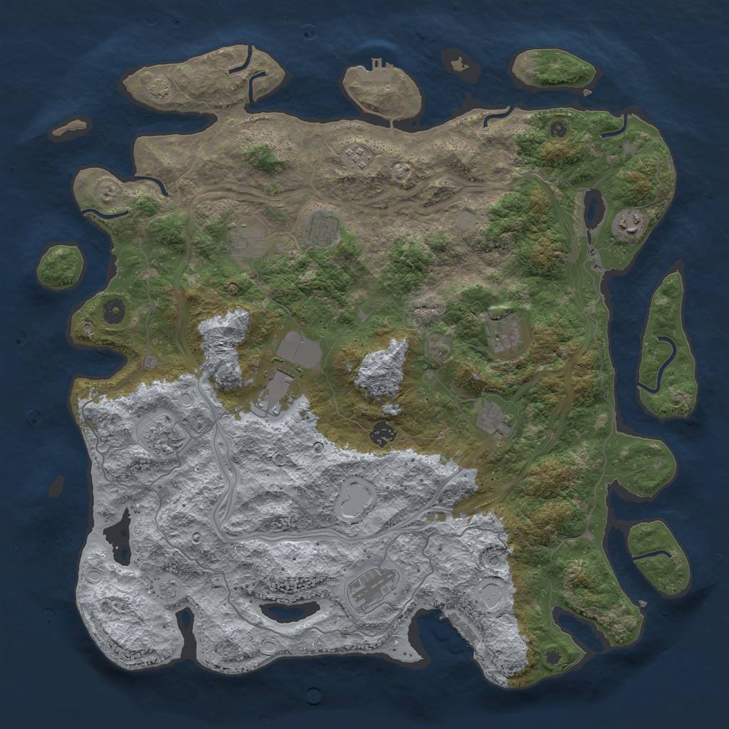 Rust Map: Procedural Map, Size: 4500, Seed: 68758, 18 Monuments