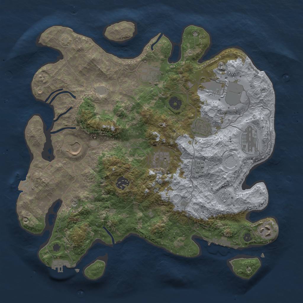 Rust Map: Procedural Map, Size: 3550, Seed: 1359222376, 17 Monuments