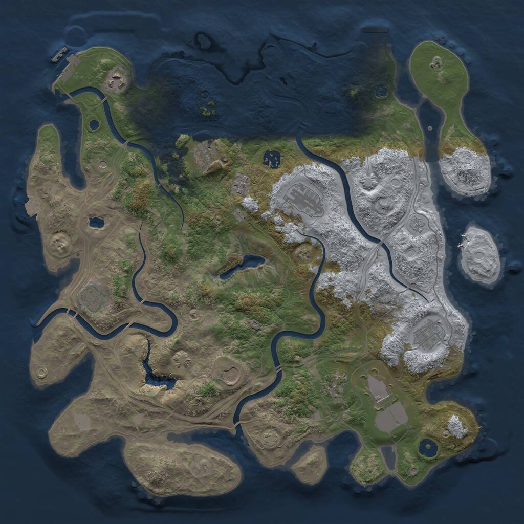 Rust Map: Procedural Map, Size: 4250, Seed: 921403350, 16 Monuments