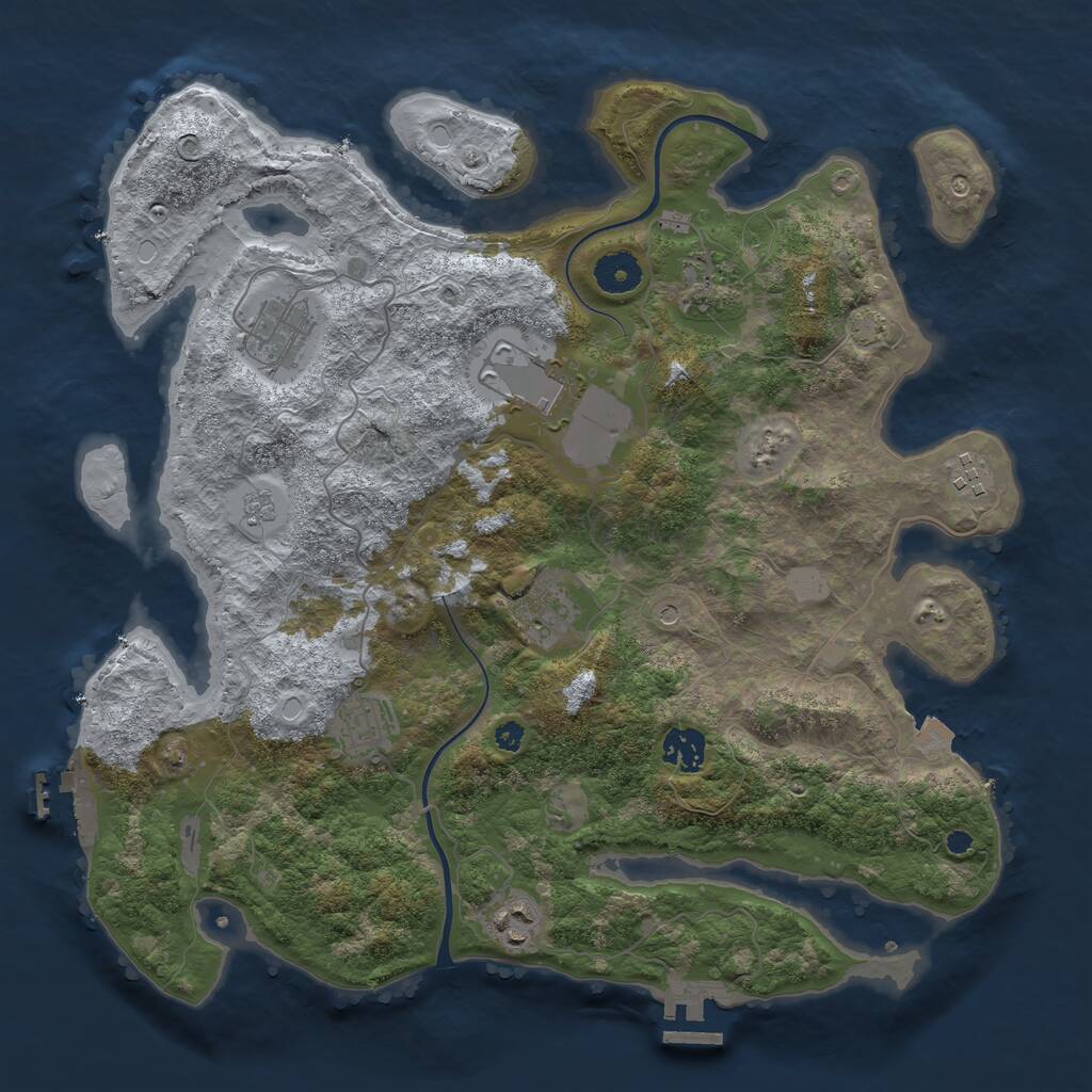 Rust Map: Procedural Map, Size: 3700, Seed: 271034672, 14 Monuments