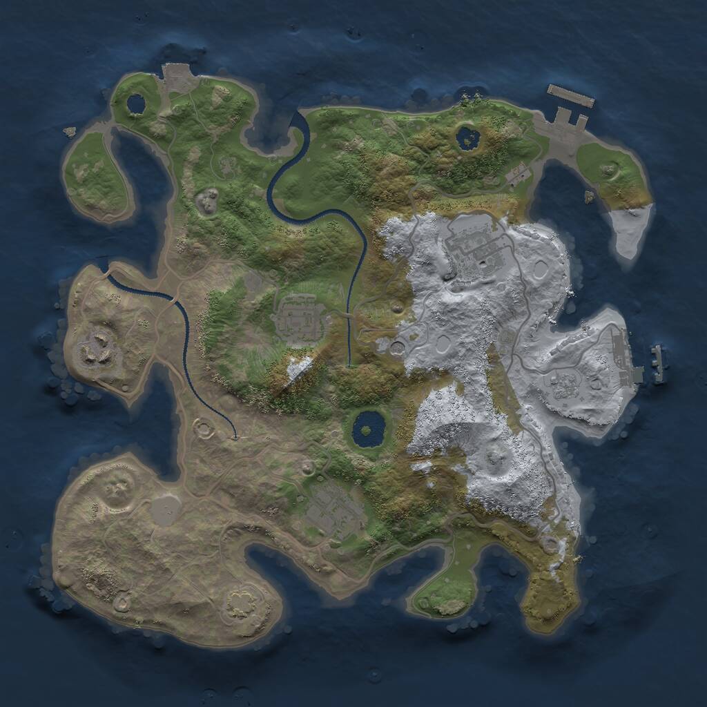 Rust Map: Procedural Map, Size: 3000, Seed: 246191790, 10 Monuments