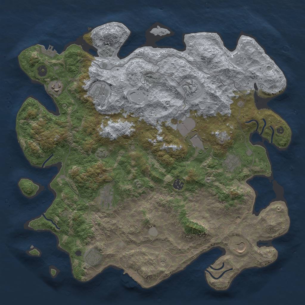 Rust Map: Procedural Map, Size: 4244, Seed: 1394817237, 18 Monuments