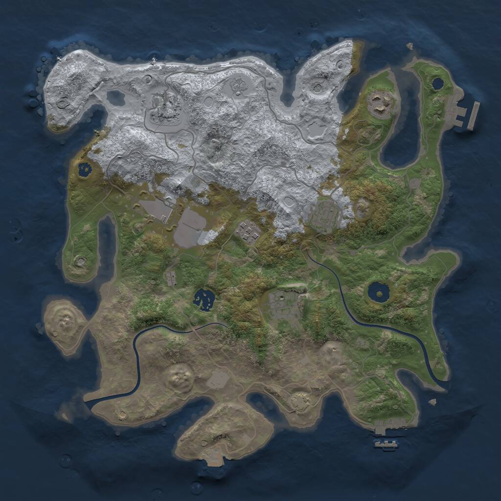 Rust Map: Procedural Map, Size: 3500, Seed: 82345325, 13 Monuments