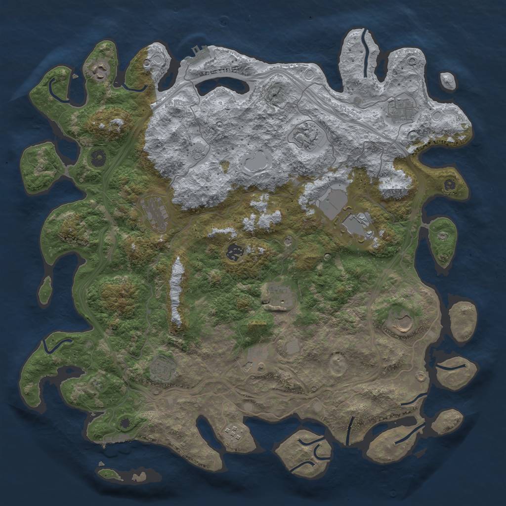 Rust Map: Procedural Map, Size: 4500, Seed: 19344219, 18 Monuments