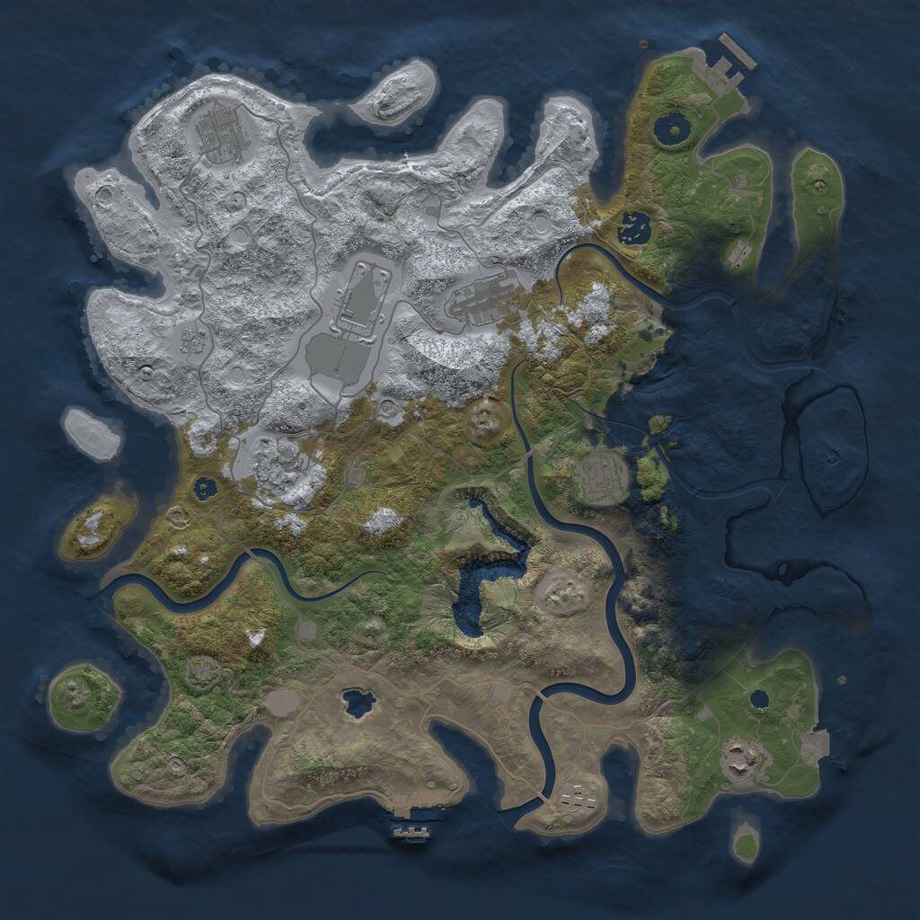 Rust Map: Procedural Map, Size: 4000, Seed: 100625617, 14 Monuments