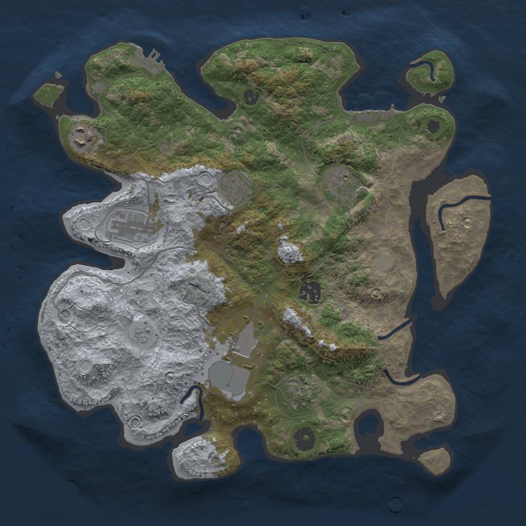 Rust Map: Procedural Map, Size: 3500, Seed: 26845676, 14 Monuments