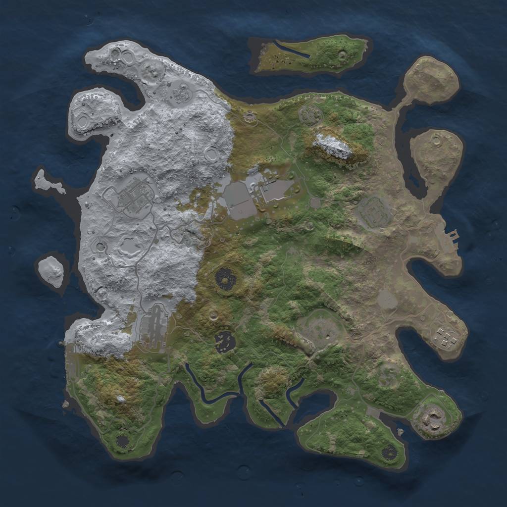 Rust Map: Procedural Map, Size: 3500, Seed: 886995, 16 Monuments