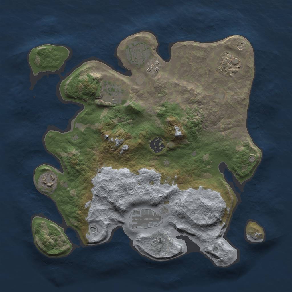 Rust Map: Barren, Size: 3000, Seed: 4242512, 10 Monuments