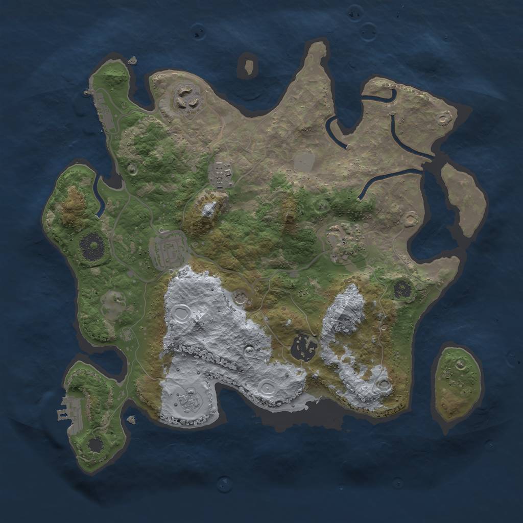 Rust Map: Procedural Map, Size: 3000, Seed: 42418, 12 Monuments