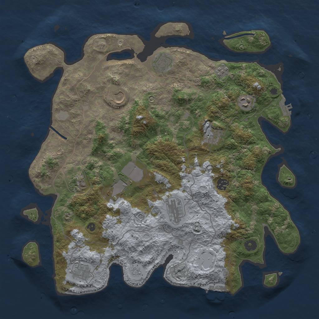 Rust Map: Procedural Map, Size: 4000, Seed: 97332, 17 Monuments