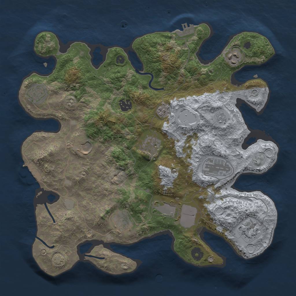 Rust Map: Procedural Map, Size: 3500, Seed: 702987672, 18 Monuments