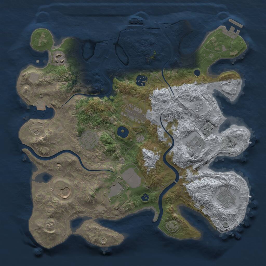 Rust Map: Procedural Map, Size: 3500, Seed: 702987672, 15 Monuments