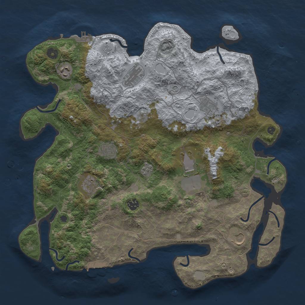 Rust Map: Procedural Map, Size: 4000, Seed: 1628773379, 16 Monuments