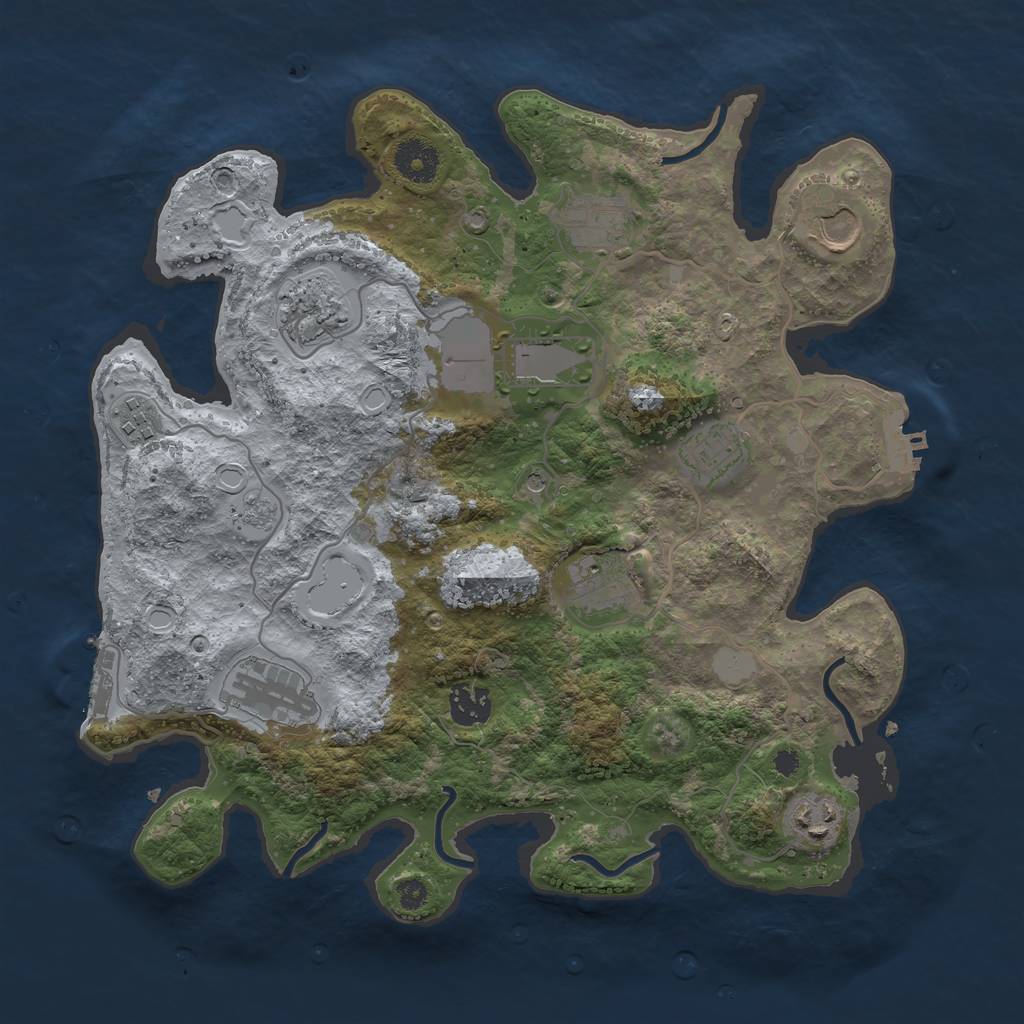 Rust Map: Procedural Map, Size: 3500, Seed: 1830859328, 17 Monuments
