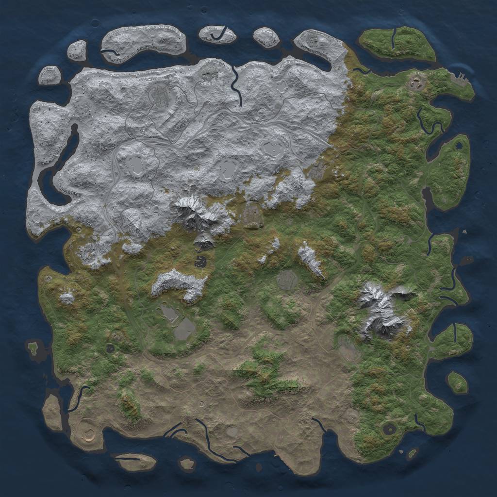 Rust Map: Procedural Map, Size: 6000, Seed: 80182011, 18 Monuments