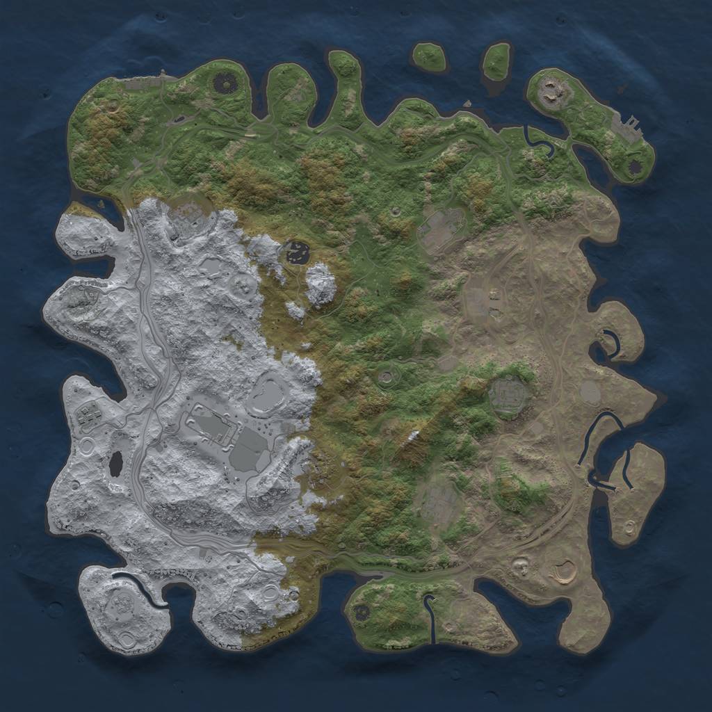 Rust Map: Procedural Map, Size: 4500, Seed: 1758894194, 18 Monuments
