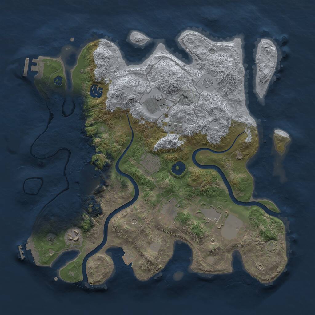 Rust Map: Procedural Map, Size: 3500, Seed: 412242286, 14 Monuments