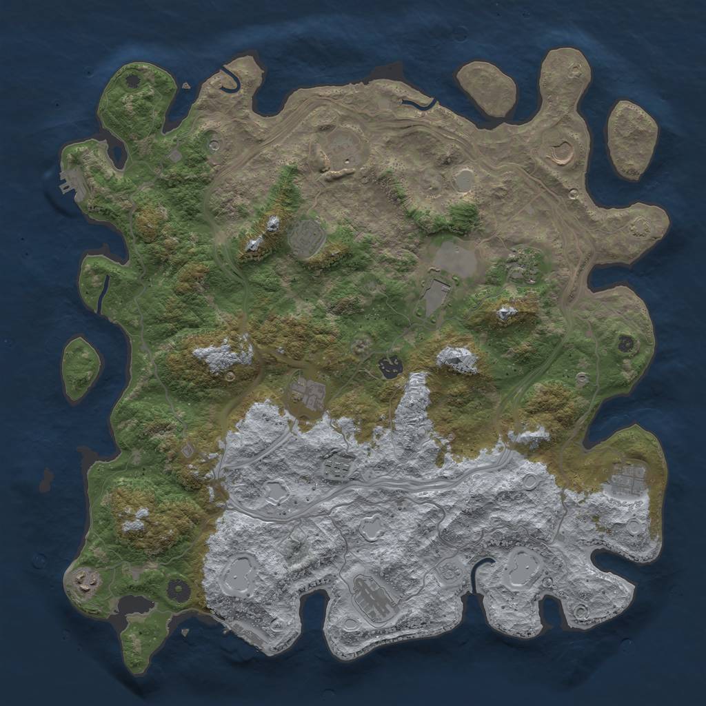 Rust Map: Procedural Map, Size: 4500, Seed: 644708679, 19 Monuments