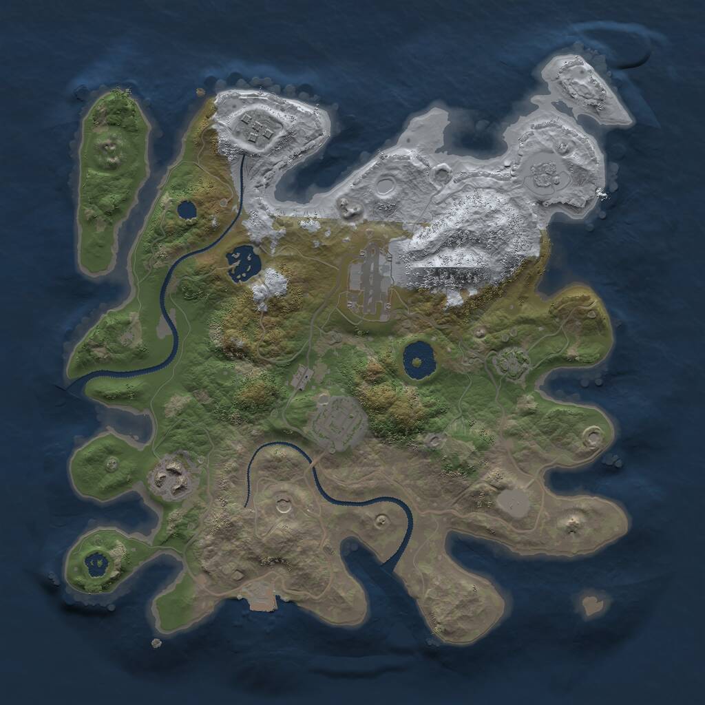 Rust Map: Procedural Map, Size: 3000, Seed: 2454448, 9 Monuments