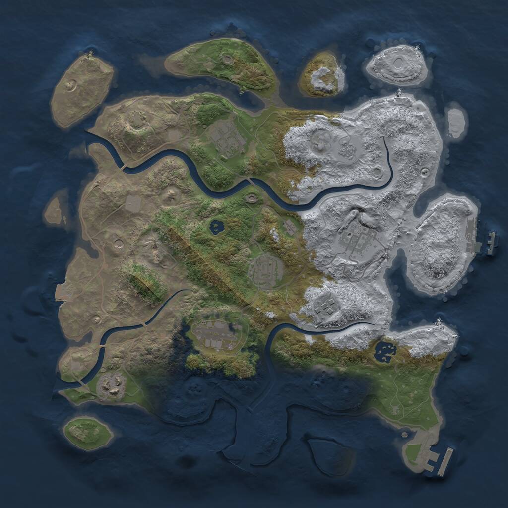 Rust Map: Procedural Map, Size: 3500, Seed: 132948247, 13 Monuments