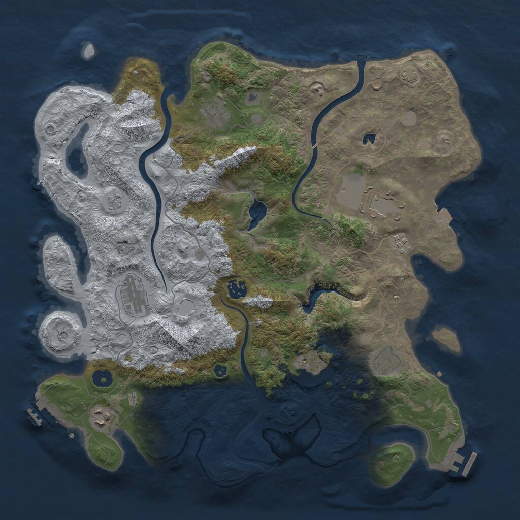 Rust Map: Procedural Map, Size: 4000, Seed: 83562, 14 Monuments