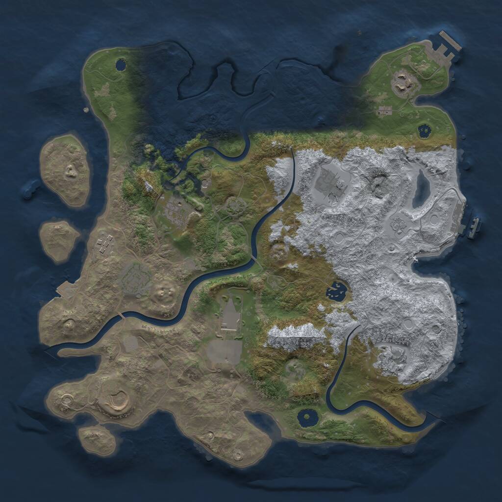 Rust Map: Procedural Map, Size: 3800, Seed: 214748364, 15 Monuments