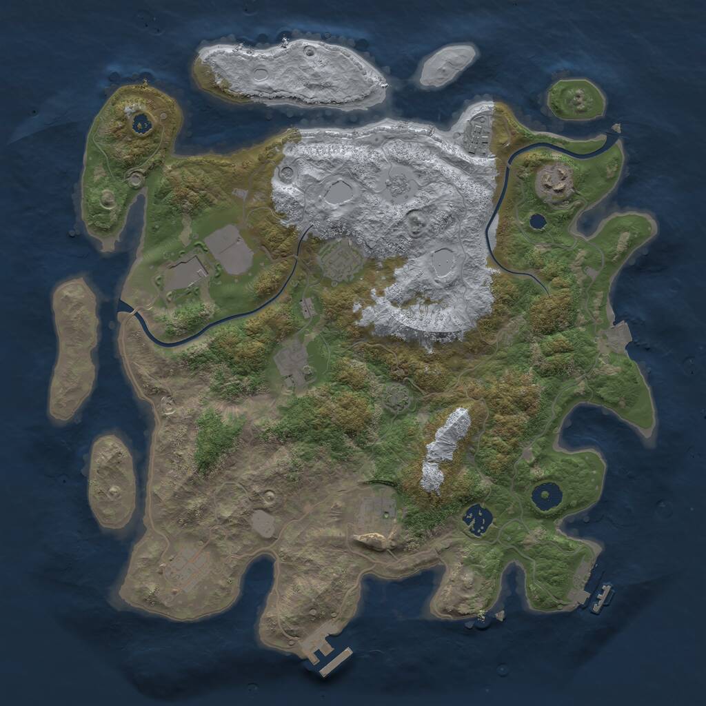 Rust Map: Procedural Map, Size: 3700, Seed: 852309679, 14 Monuments