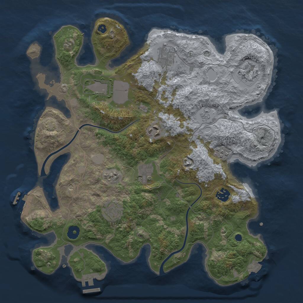Rust Map: Procedural Map, Size: 3500, Seed: 1342048112, 14 Monuments