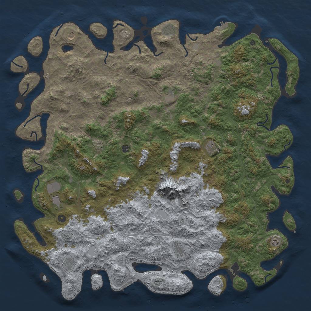 Rust Map: Procedural Map, Size: 6000, Seed: 735701775, 18 Monuments