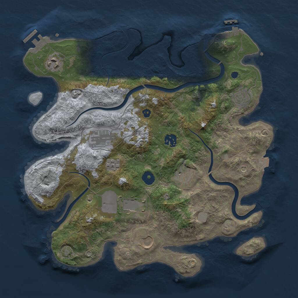 Rust Map: Procedural Map, Size: 3500, Seed: 1303400650, 13 Monuments