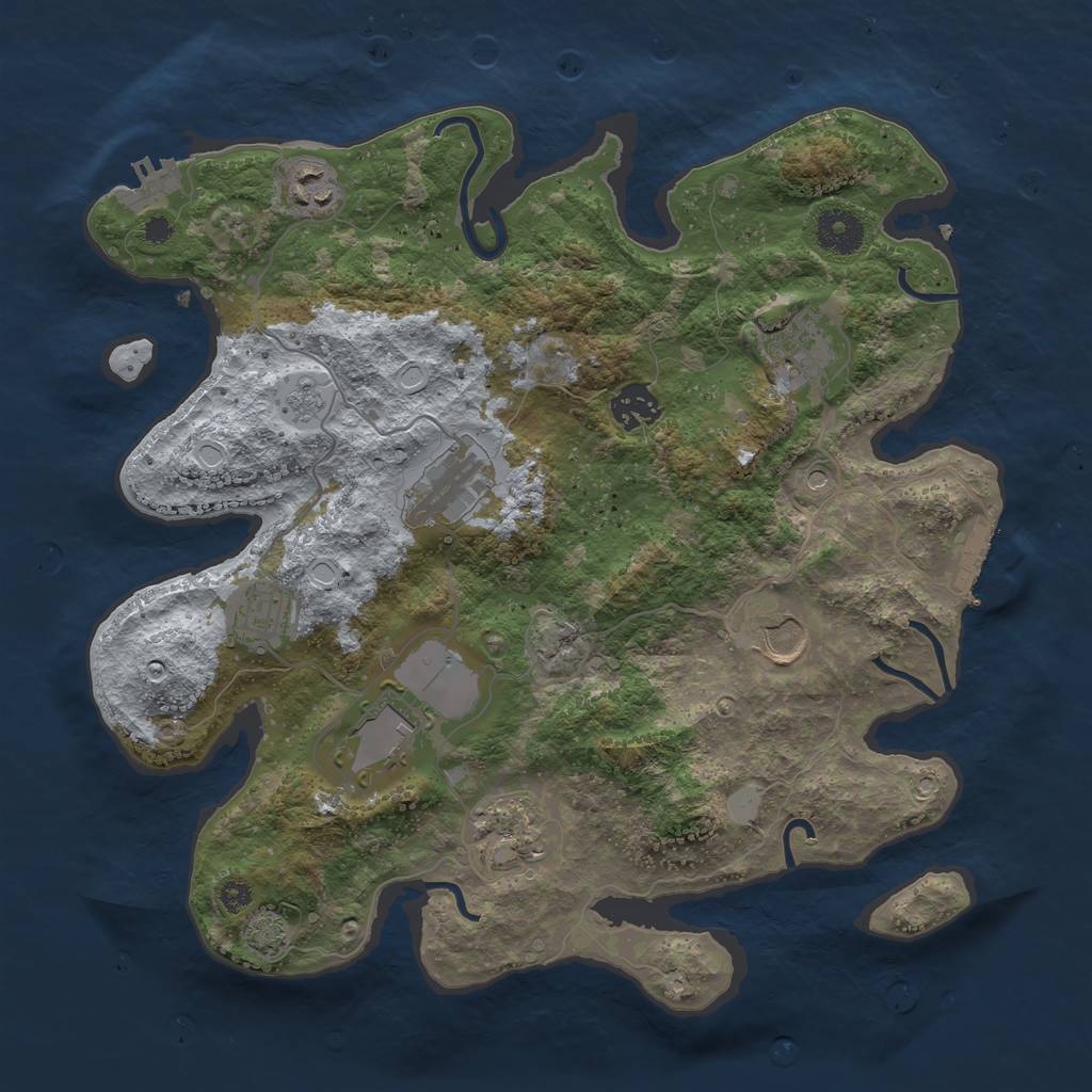 Rust Map: Procedural Map, Size: 3500, Seed: 1303400650, 16 Monuments